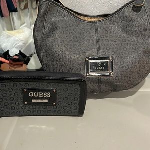 Charcoal, gray and black,Guess purse and wallet